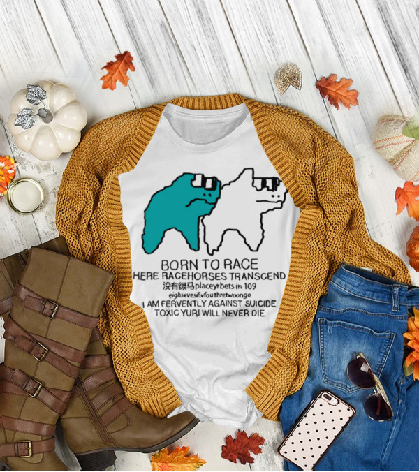 Born To Race Here Racehorses Transcend Dinosaur Sketch Duo T-Shirt