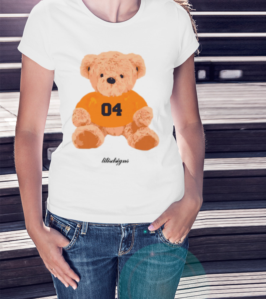 Lilisdsigns 04 Teddy Bear Plush Toy In Orange T-Shirt