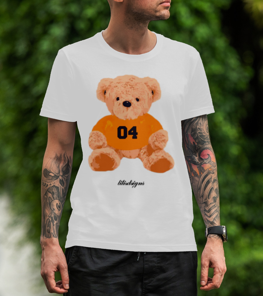 Lilisdsigns 04 Teddy Bear Plush Toy In Orange T-Shirt
