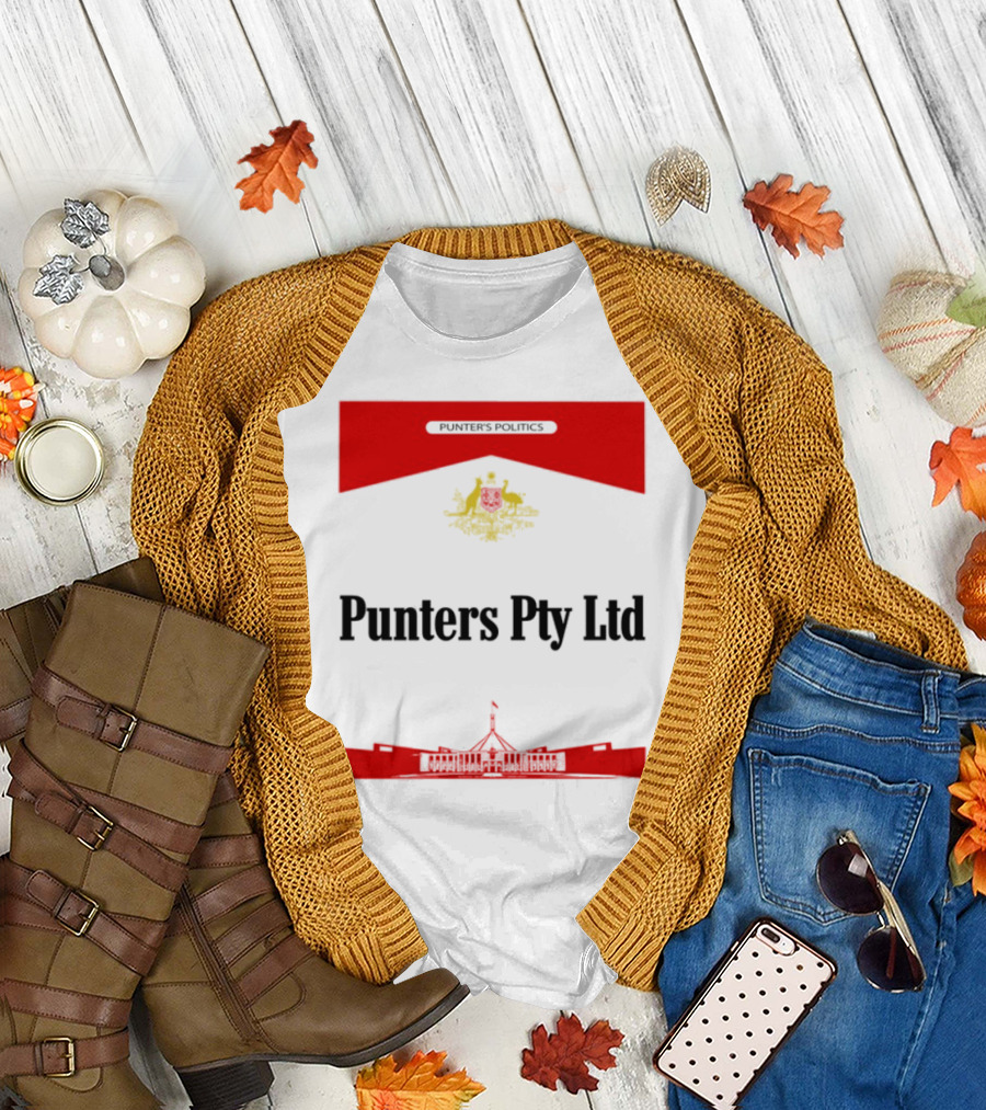 Punter's Lobbyist Uniform Australia's Parliament House Silhouette Red and Gold Emblem T-Shirt