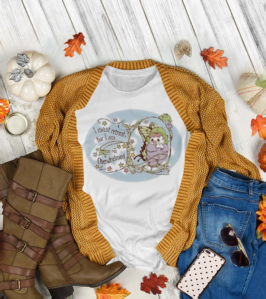 I Must Retreat For I Am Overwhelmed Whimsical Clown Fairy Stars and Mushroom T-Shirt