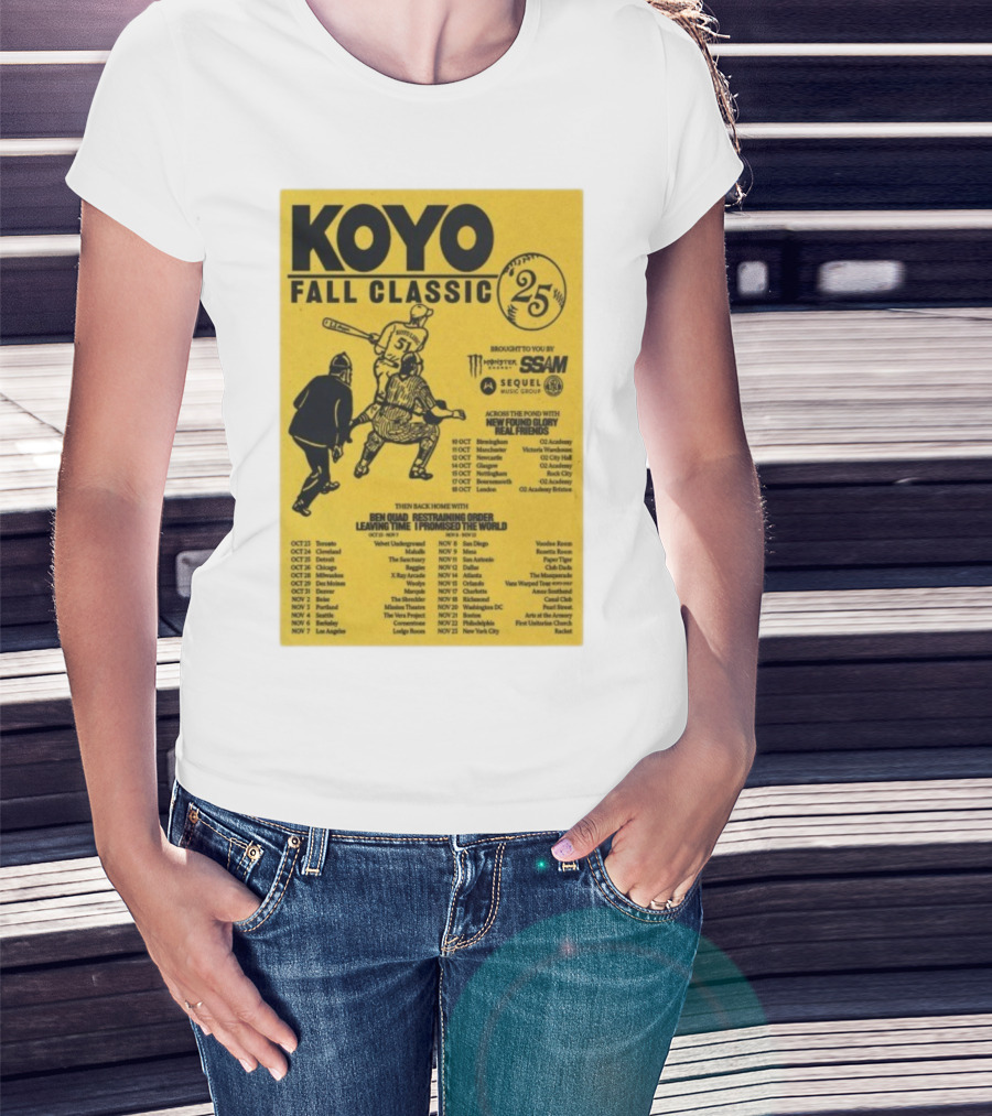 Koyo Fall Classic 2025 Tour Featuring New Found Glory Real Friends Ben Quad Restraining Order T-Shirt