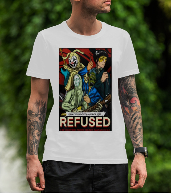 Refused Final Tour South America 2025 Teatro Coliseo Santiago Chile 3 De Noviembre Masked Band Illustration T-Shirt