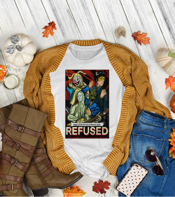 Refused Final Tour South America 2025 Teatro Coliseo Santiago Chile 3 De Noviembre Masked Band Illustration T-Shirt