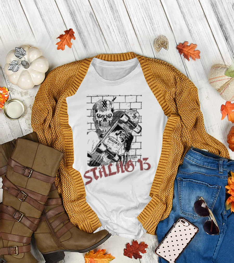 Stalag 13 Skull Skateboard Brick Wall T-Shirt