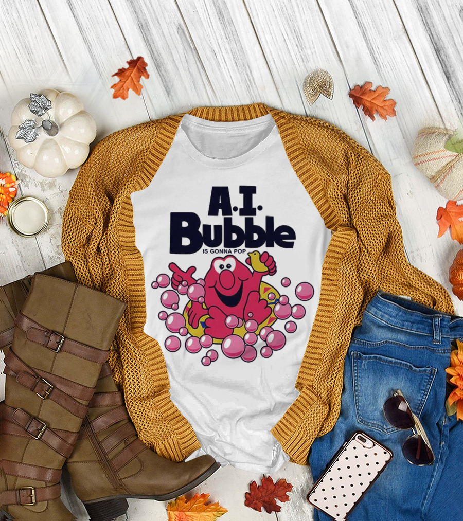 A.I. Bubble is Gonna Pop Funny Red Character with Pink Bubbles T-Shirt