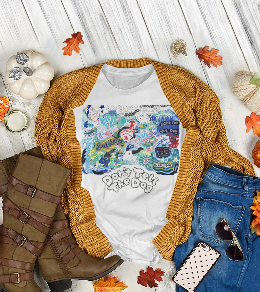 Don't Tell The Dog Sunflower Ventura Highway Whimsical Collage T-Shirt