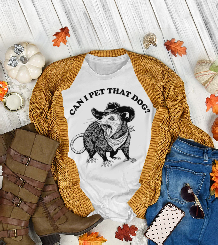 Can I Pet That Dog Opossum Cowboy Hat T-Shirt