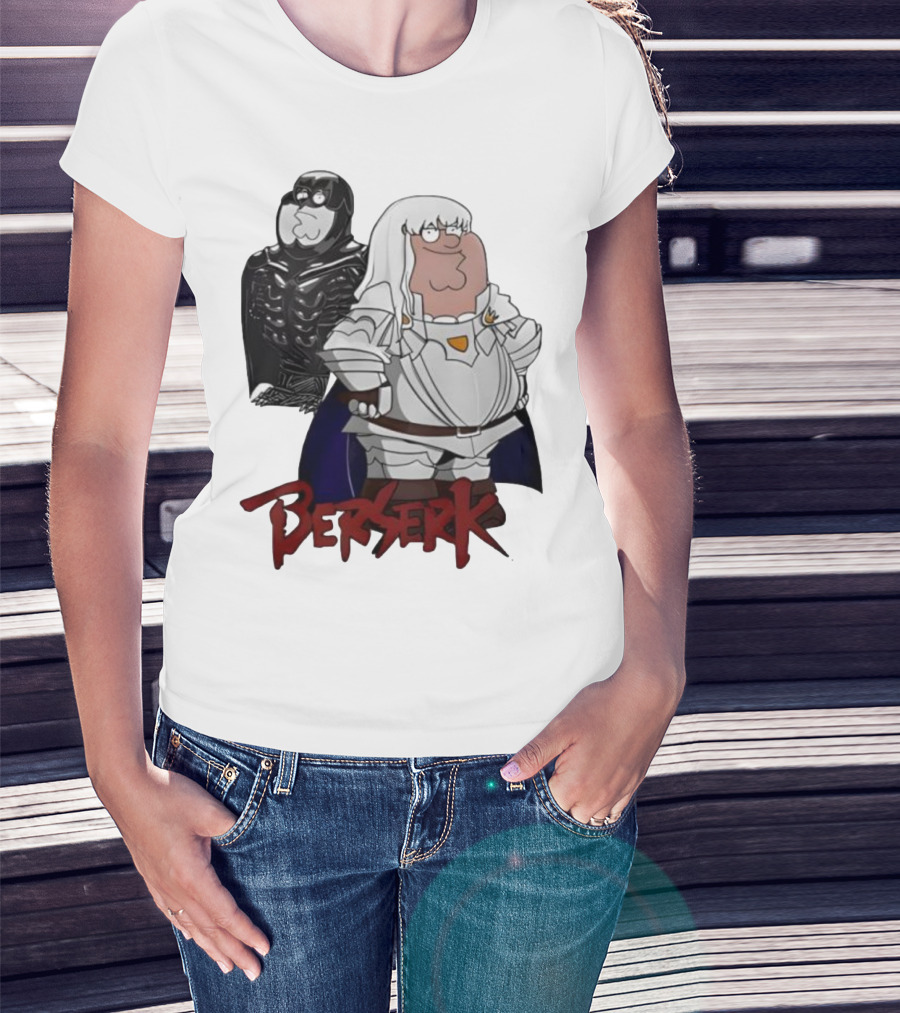 Peter Griffin Family Guy Berserk Crossover Meme Griffith Armor Guts Cosplay T-Shirt