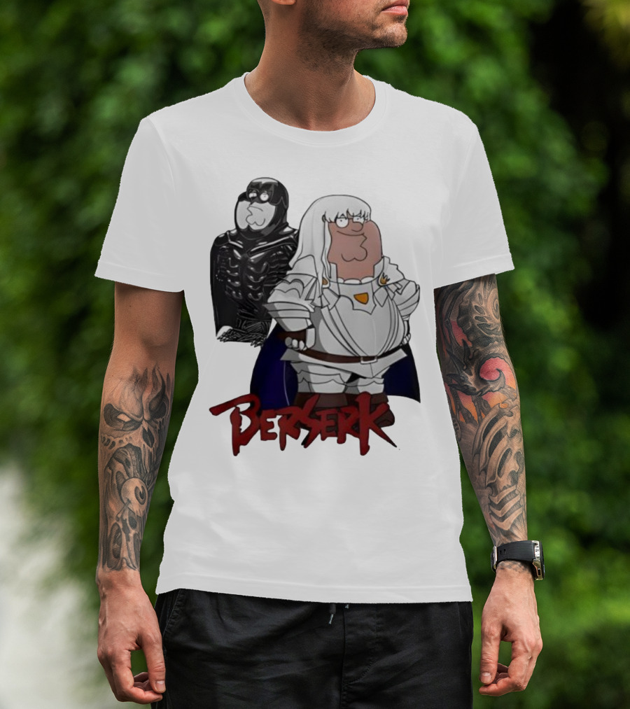 Peter Griffin Family Guy Berserk Crossover Meme Griffith Armor Guts Cosplay T-Shirt