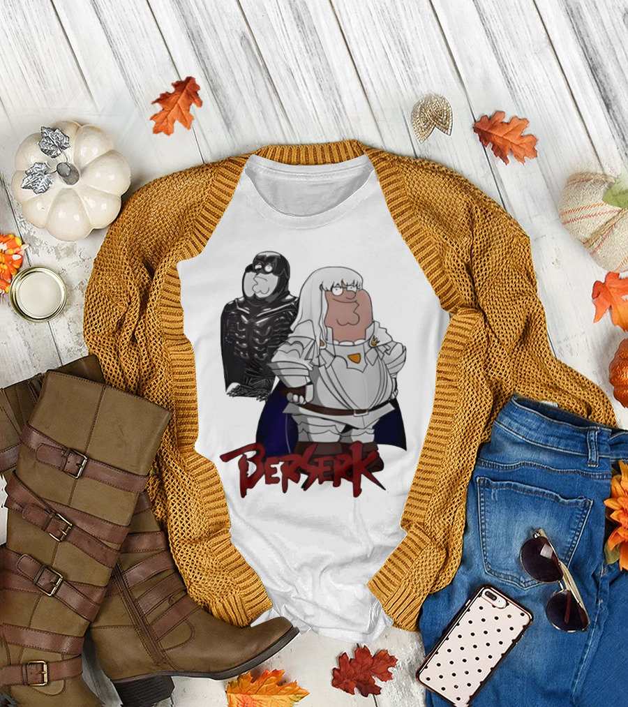 Peter Griffin Family Guy Berserk Crossover Meme Griffith Armor Guts Cosplay T-Shirt