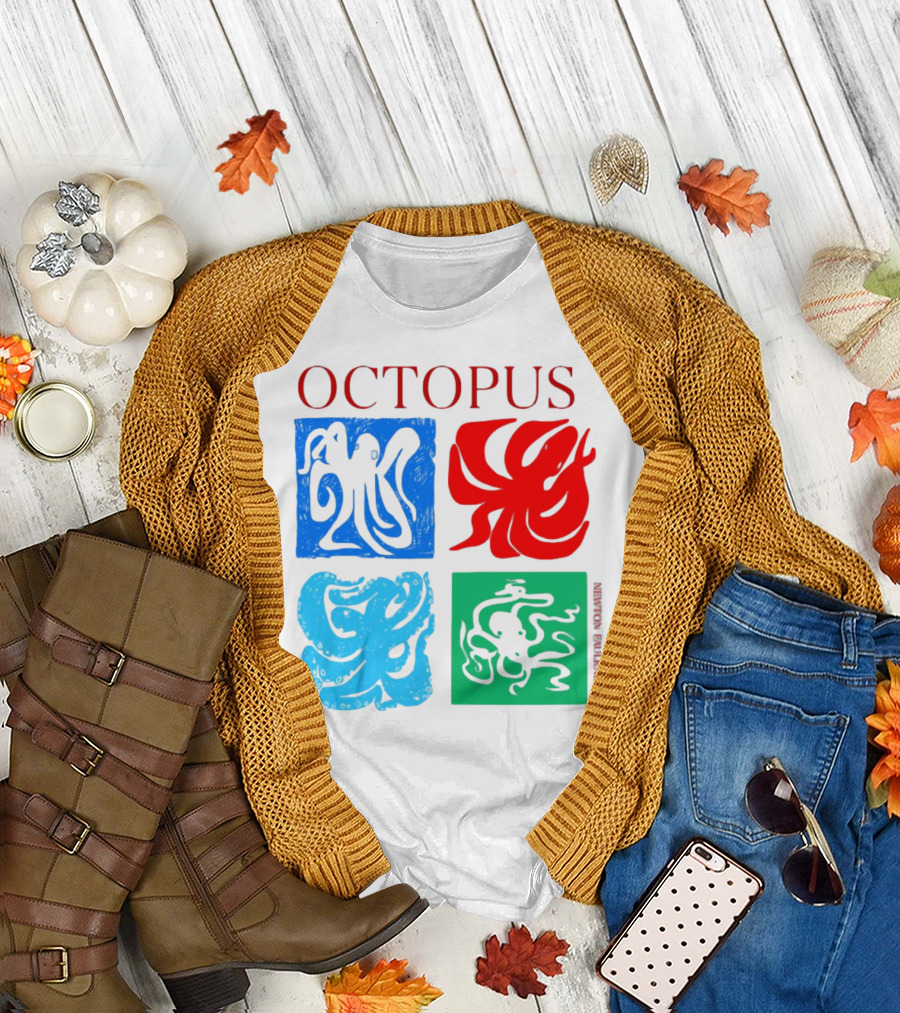 NewtonFaulkner Octopus Colorful Pop Art Quartet T-Shirt