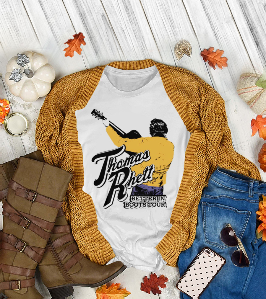 Thomas Rhett Better In Boots Retro Handgun Cowboy Boot Style T-Shirt