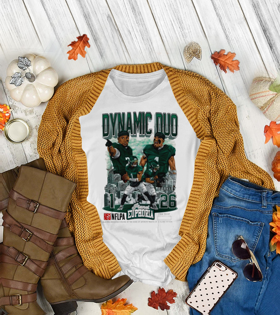 Jalen Hurts Saquon Barkley Dynamic Duo Philadelphia Eagles Planet Euphoria Neora 1 26 T-Shirt