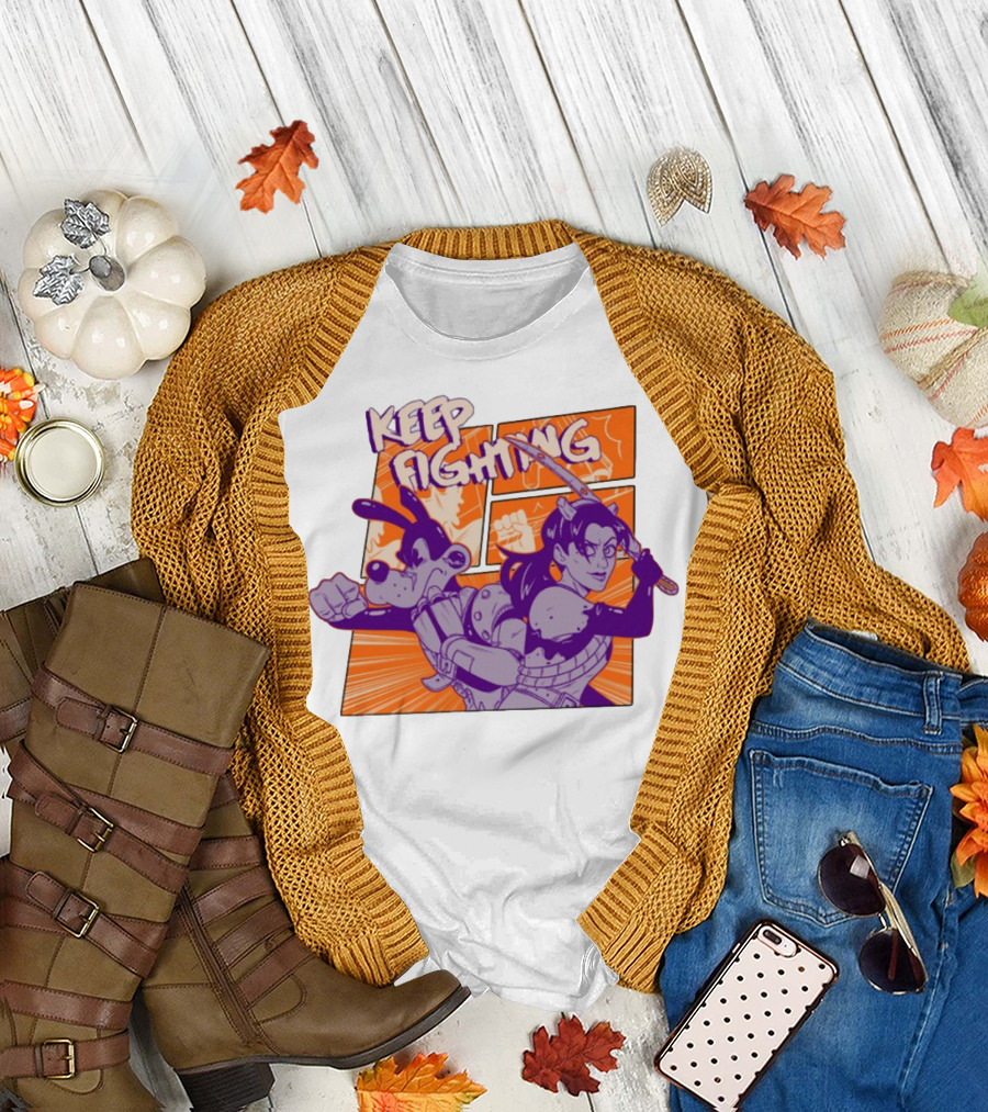 Keep Fighting Bendy Tom And Allison Art Print With Comic Style Action T-Shirt