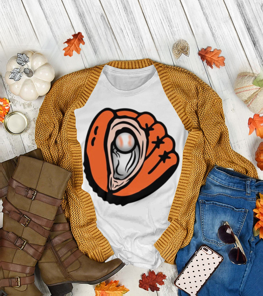 Chesapeake Oyster Catchers Baseball Glove and Pearl T-Shirt