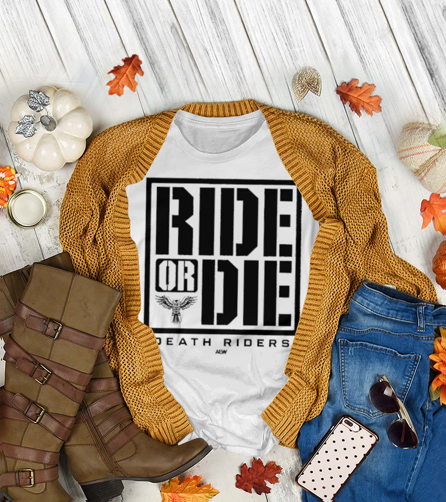 Death Riders Ride or Die Skeleton Biker Gang AEW T-Shirt