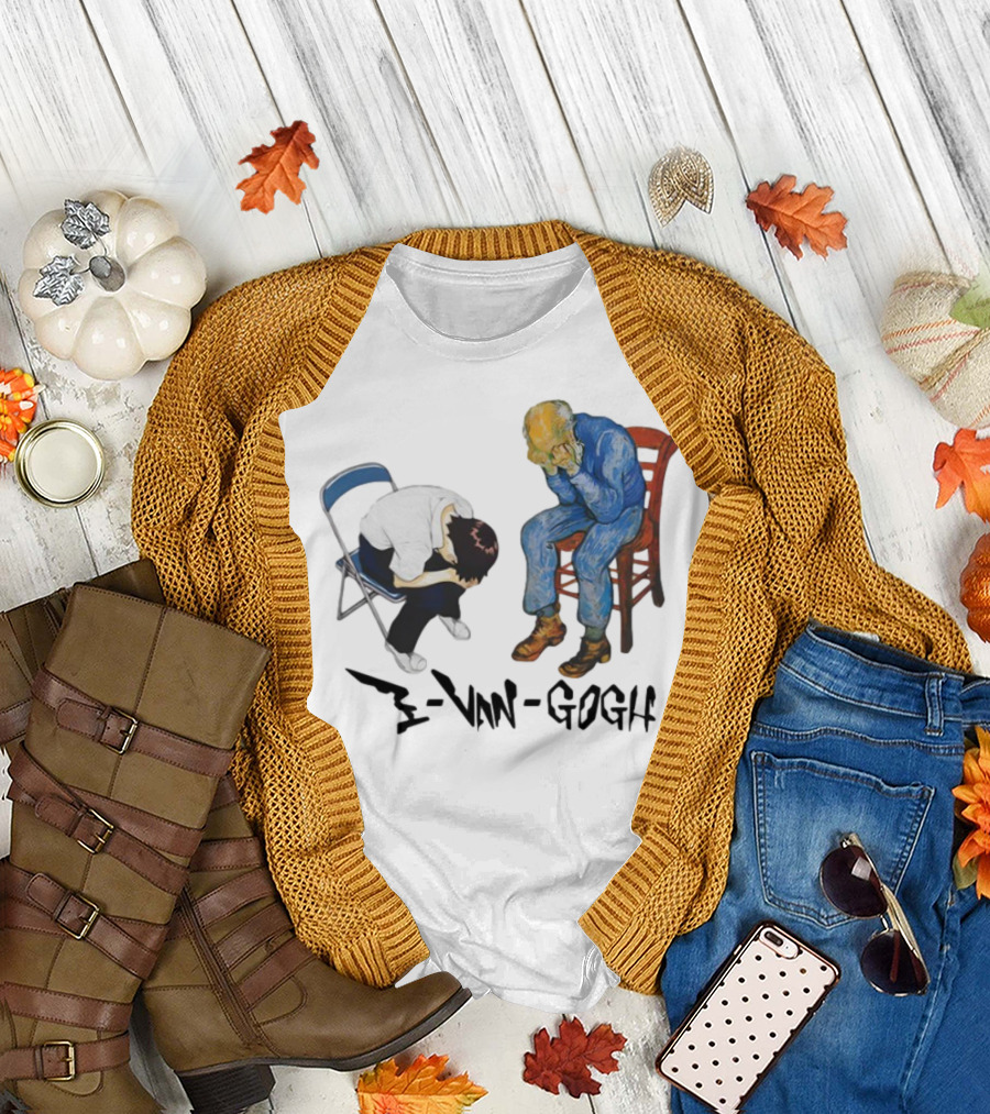 Evangogh Sadness Embrace Blue Figure Art Crossover T-Shirt