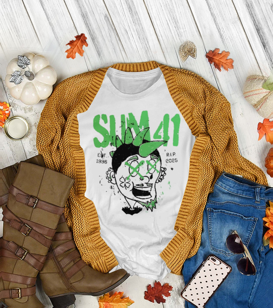 Sum41 St Patrick's Day Punk Skull Green Spikes T-Shirt