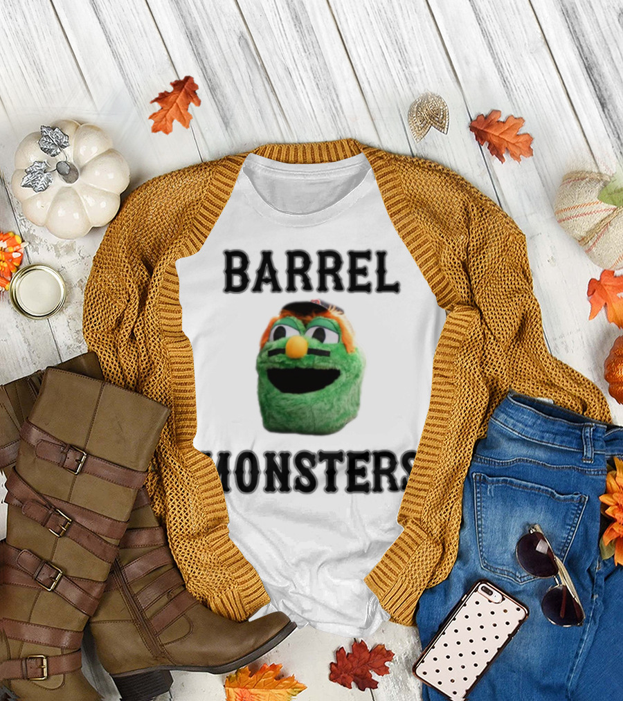 Barrel Monsters Wally Green Fur Mustache Baseball Hat T-Shirt