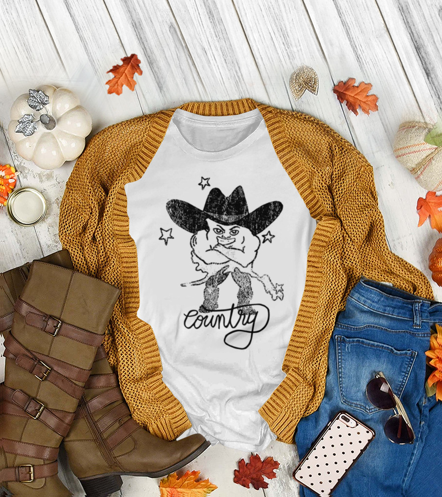 Weird Guy Cowboy with Guitar Retro Style T-Shirt