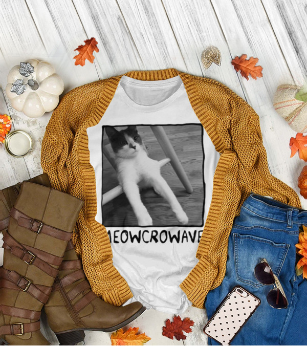 Meowcrowave Cat Humor With Cute Black And White Cat Image T-Shirt