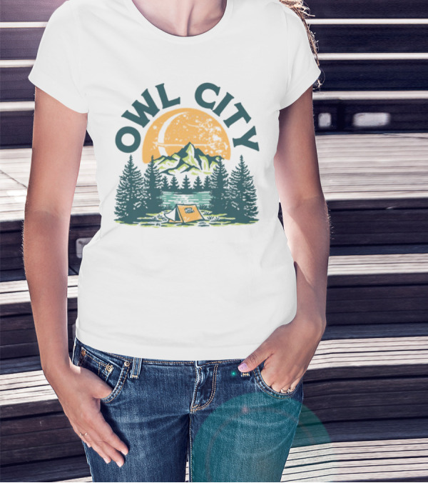 Owl City Mountains Camping Under Moon St. Patrick's Day T-Shirt