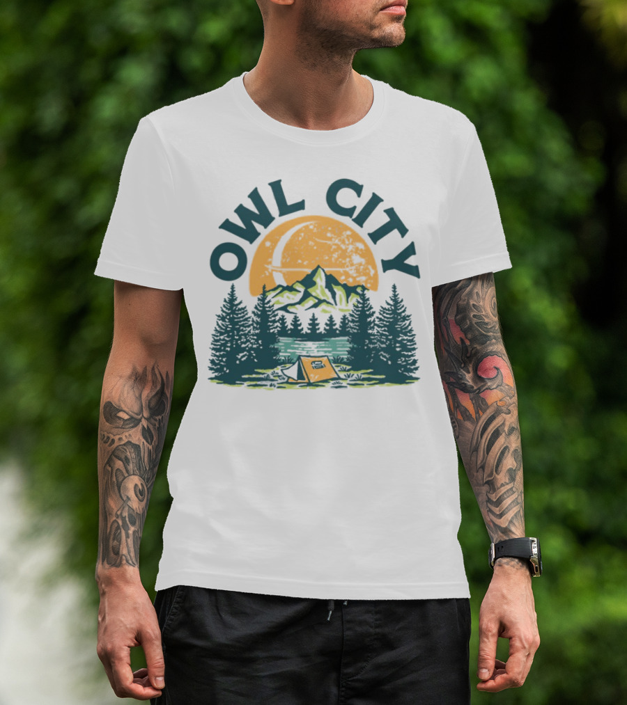 Owl City Mountains Camping Under Moon St. Patrick's Day T-Shirt