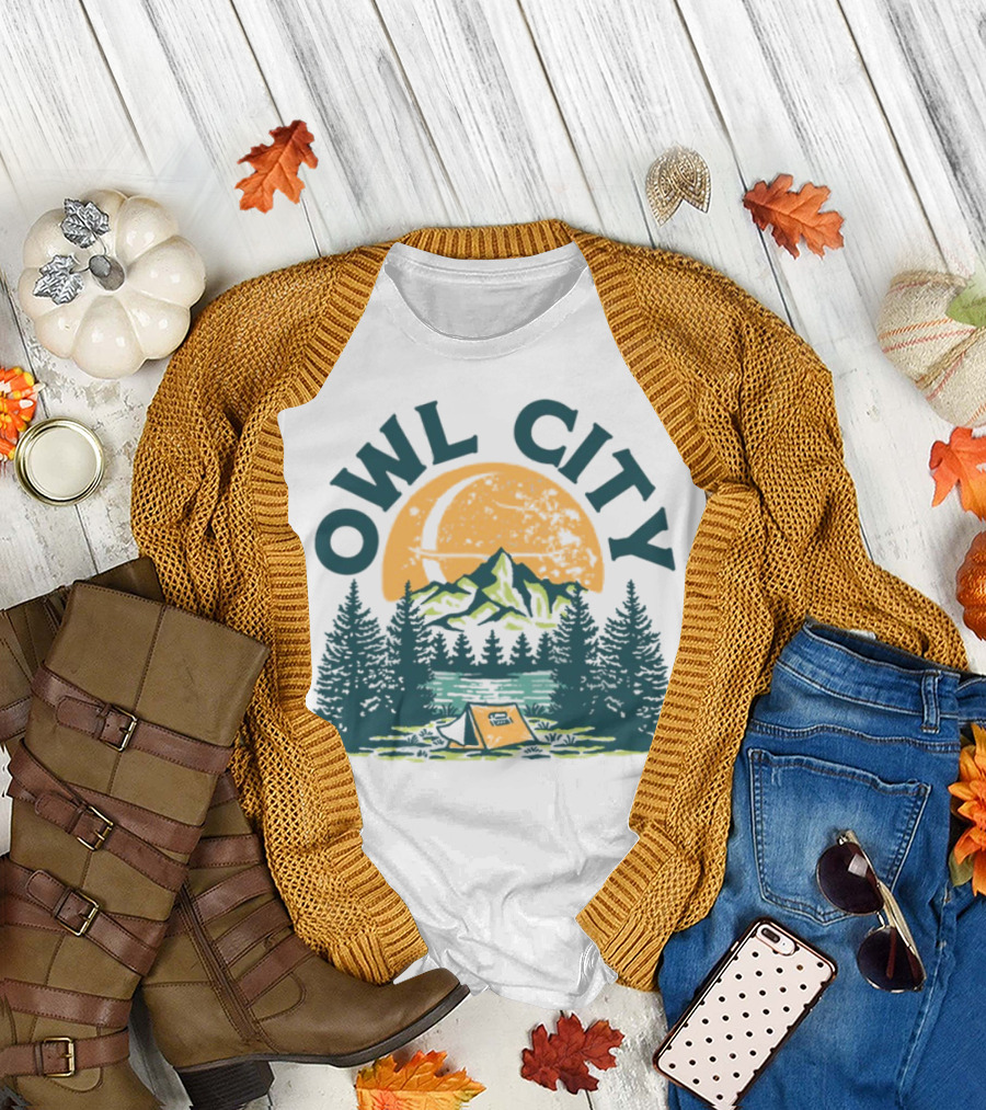 Owl City Mountains Camping Under Moon St. Patrick's Day T-Shirt