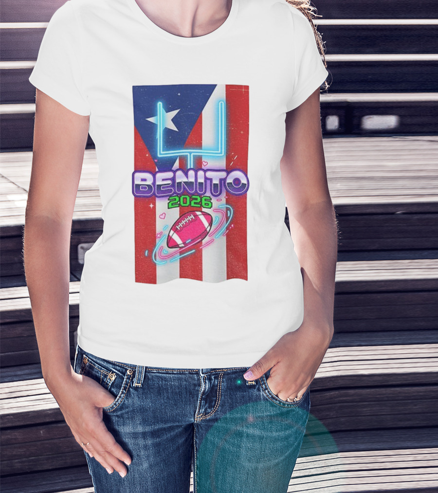 Benito 2026 Bad Bunny Super Bowl Halftime Show Fan Football Puerto Rico Flag T-Shirt