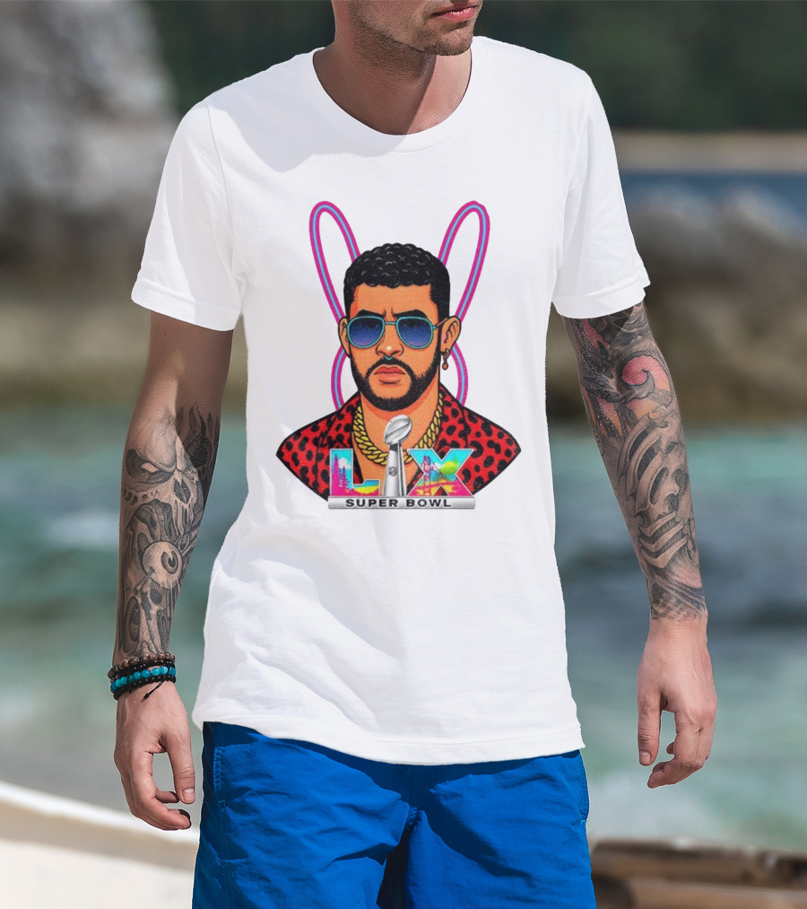 Bad Bunny LIX Super Bowl Puerto Rican Pride NFL Football Boricua T-Shirt
