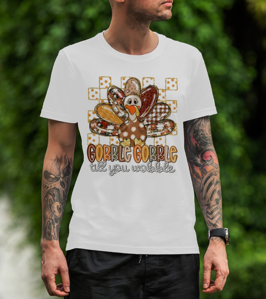 Floral Turkey Gobble Gobble Till You Wobble Thanksgiving 2025 T-Shirt