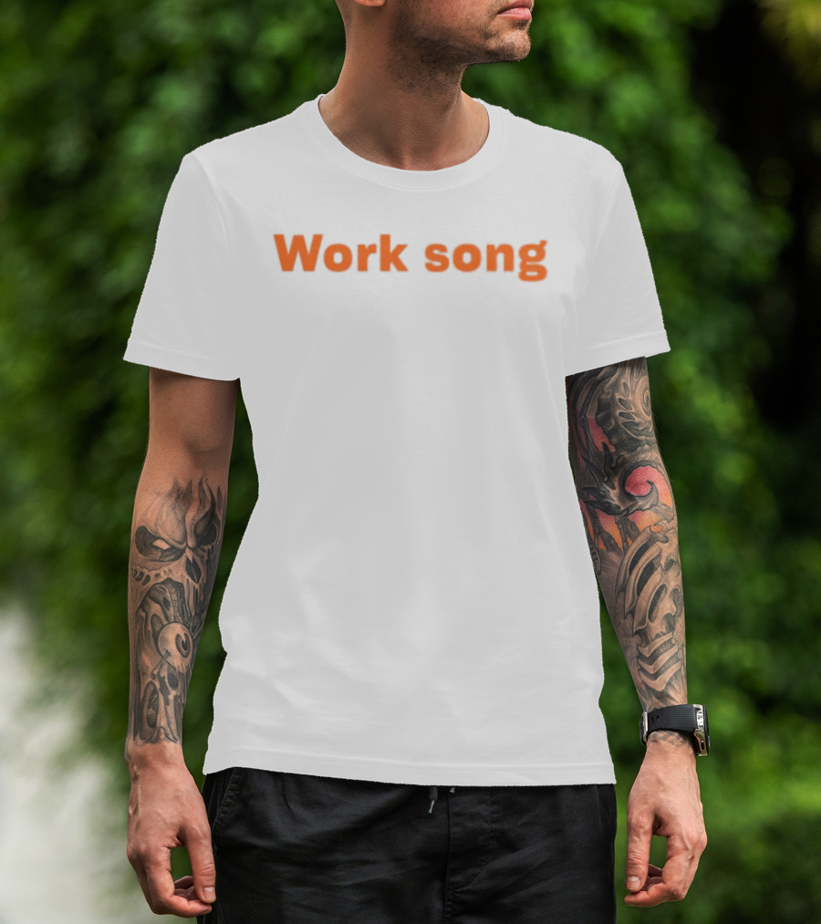 Lecks Work Song Retro Orange Text T-Shirt