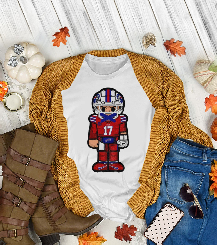 Buffalo Bills Josh Allen Cartoon NFL Football 2025 Number 17 T-Shirt