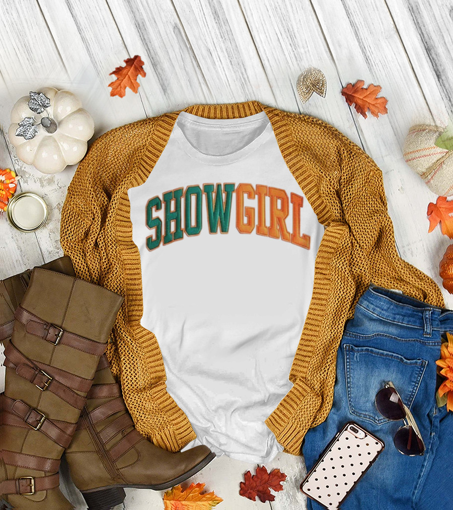 Orange Gradient Show Girl Retro Bold Text T-Shirt