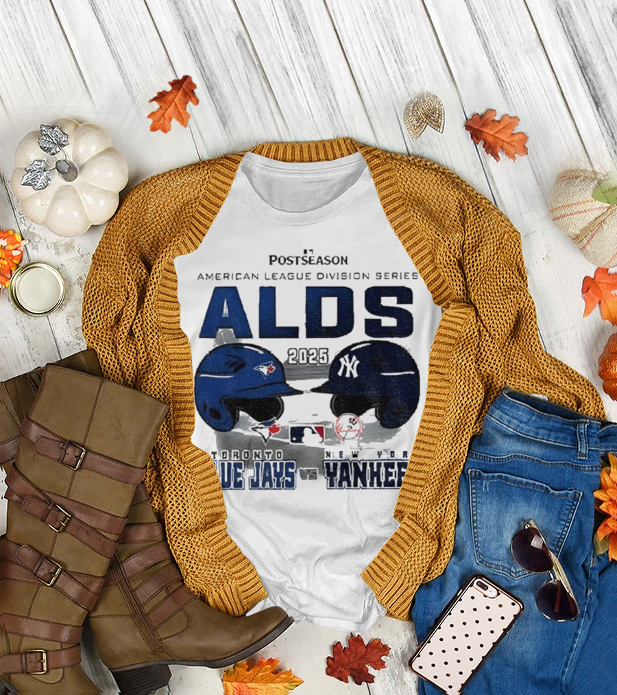 Toronto Blue Jays Vs New York Yankees 2025 ALDS MLB Postseason Helmets Bats Showdown T-Shirt