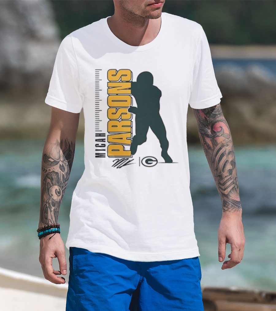 Green Bay Packers Micah Parsons Signature Silhouette T-Shirt