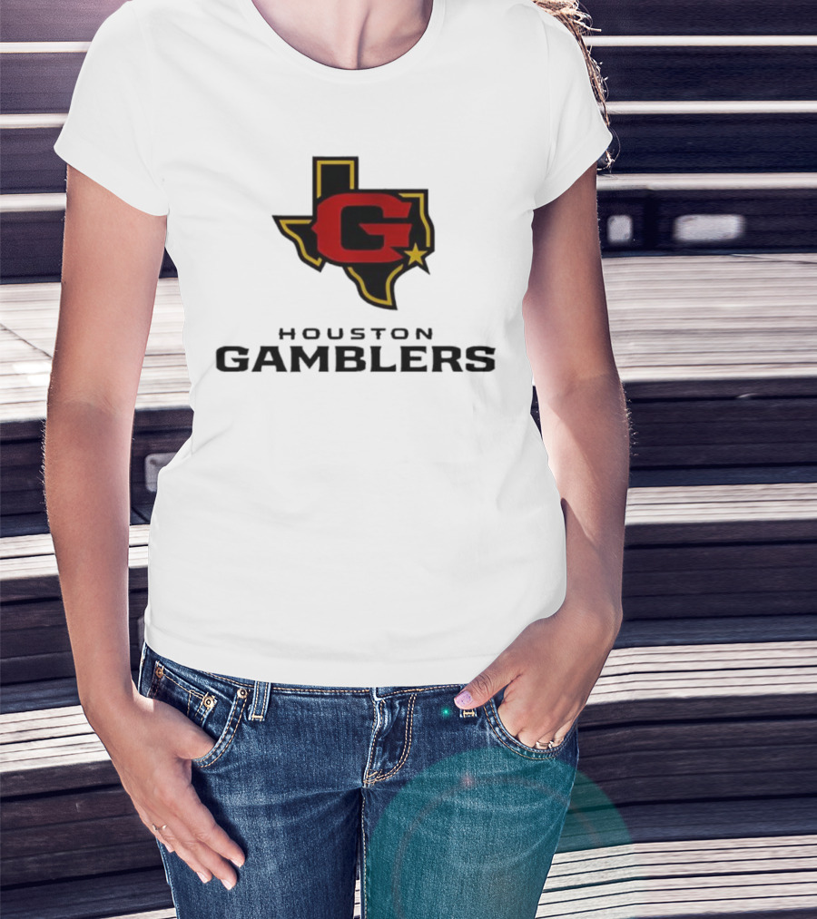 Houston Gamblers Texas Outline G Star Emblem T-Shirt