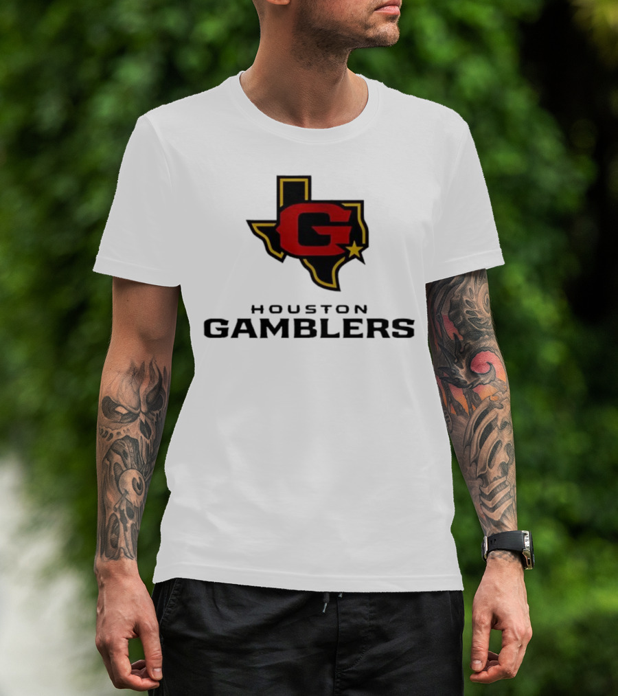 Houston Gamblers Texas Outline G Star Emblem T-Shirt
