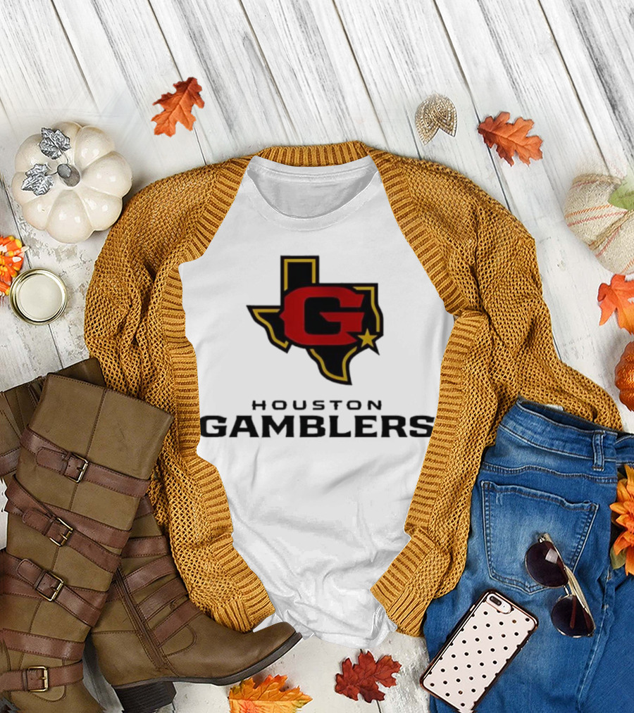 Houston Gamblers Texas Outline G Star Emblem T-Shirt