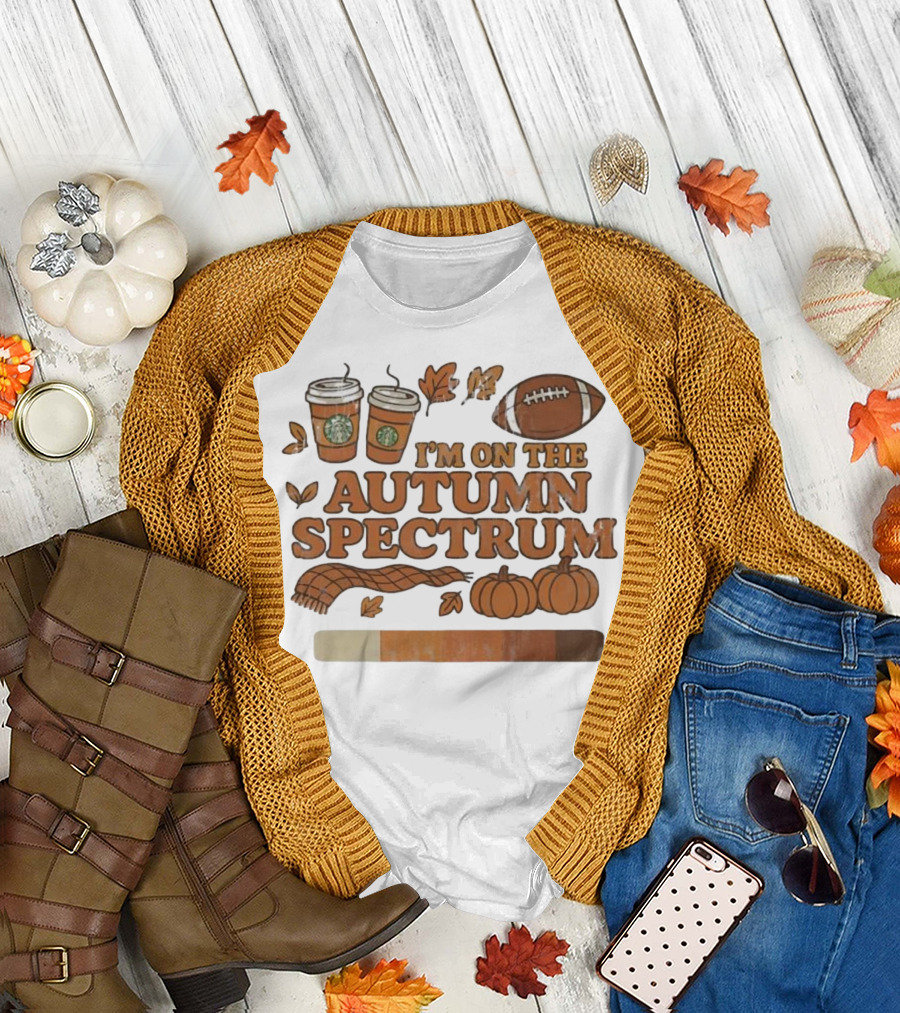 I’m on the Autumn Spectrum Pumpkin Spice Football Coffee Leaves T-Shirt