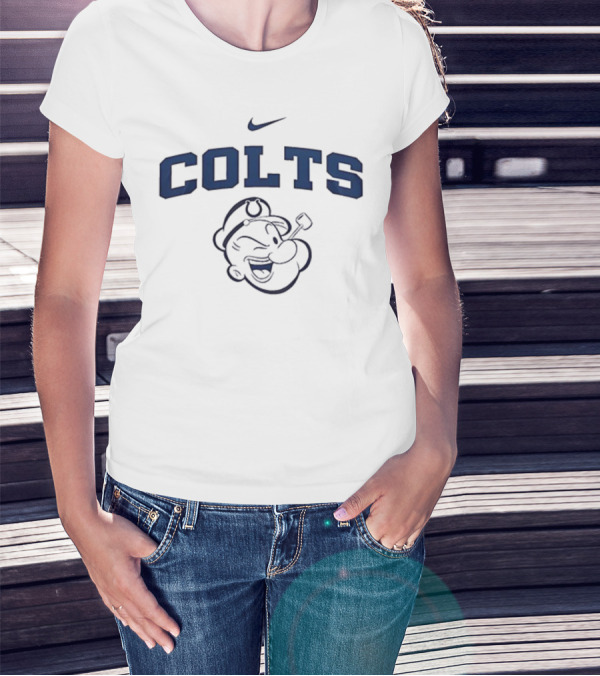 Popeye And Nike Sports Collaboration With Indianapolis Colts Logo T-Shirt