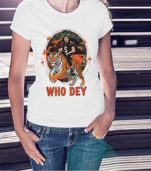 Joe Flacco Cincinnati Bengals Tiger Ride Who Dey Jungle Football T-Shirt