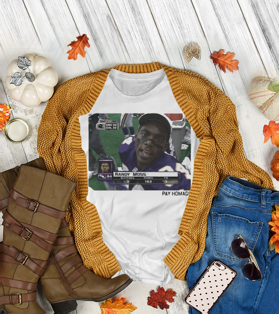 Randy Moss Minnesota Vikings 84 Pay Homage Catches Yards TO T-Shirt