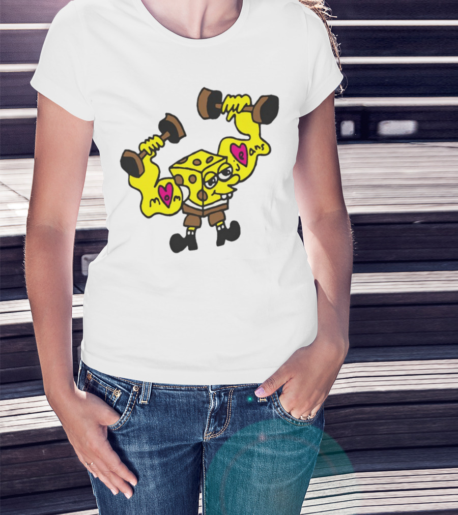 Musclebob Lovepants Mom Jeans Spongebob Dumbells T-Shirt