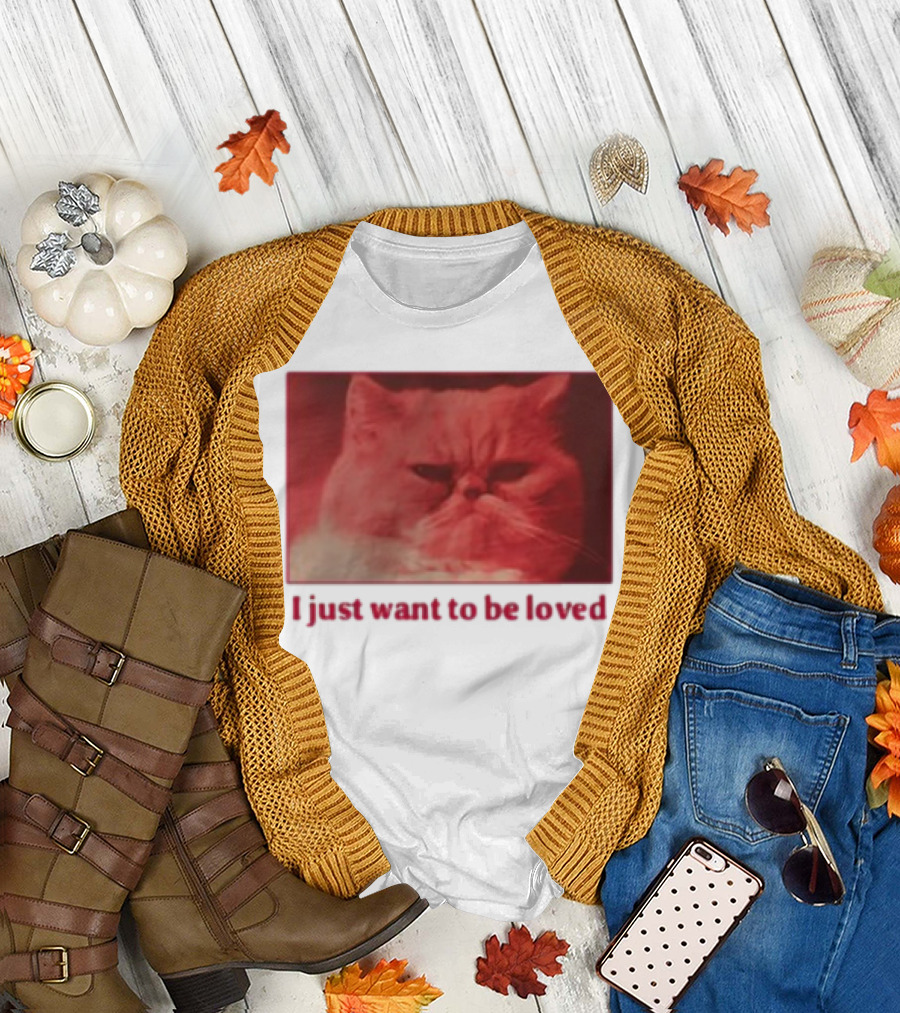 Volodymyr Testardі I Just Want To Be Loved Grumpy Cat Red Tones T-Shirt