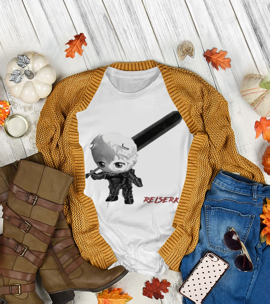 Ayanami Rei X Berserk Rei-Serk Crossover Character with Sword T-Shirt