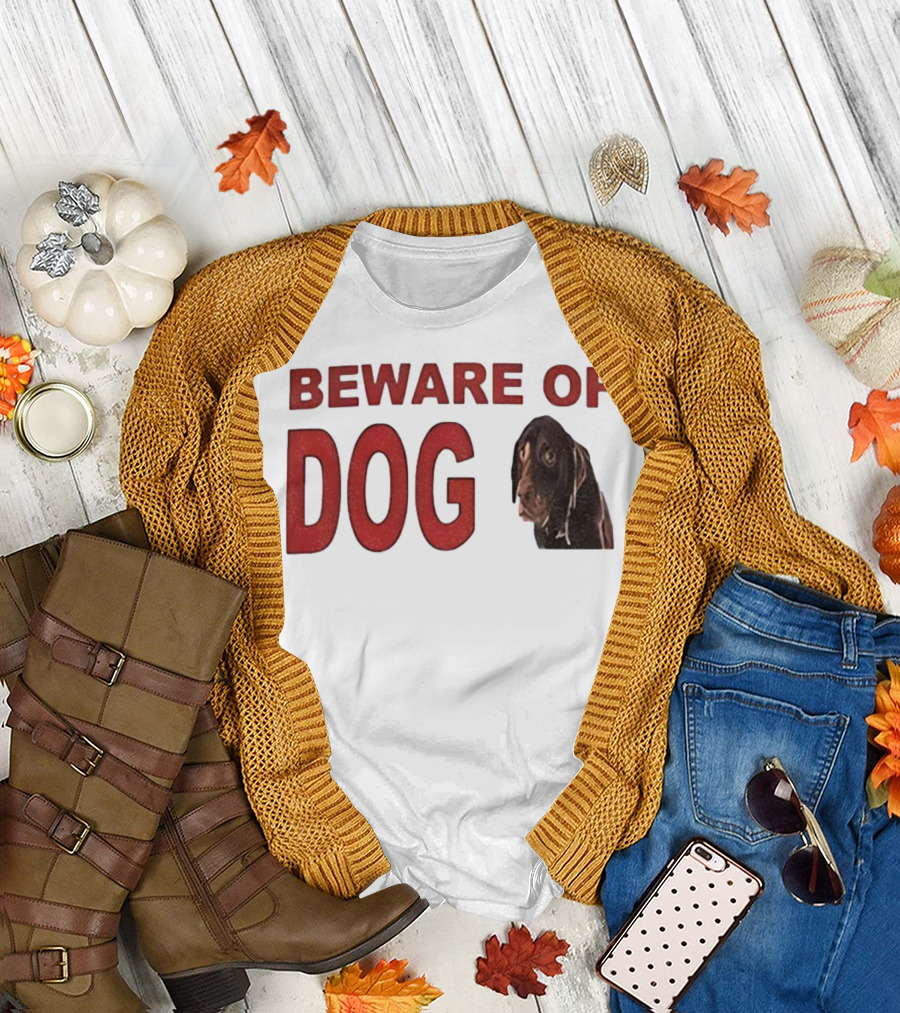 BEWARE OF DOG Meme Vintage Humor T-Shirt