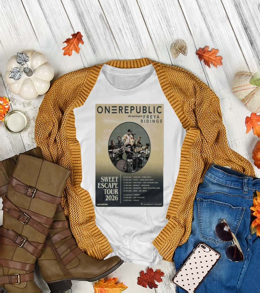 ONEREPUBLIC Sweet Escape Tour Australia New Zealand 2026 Special Guest Freya Ridings T-Shirt