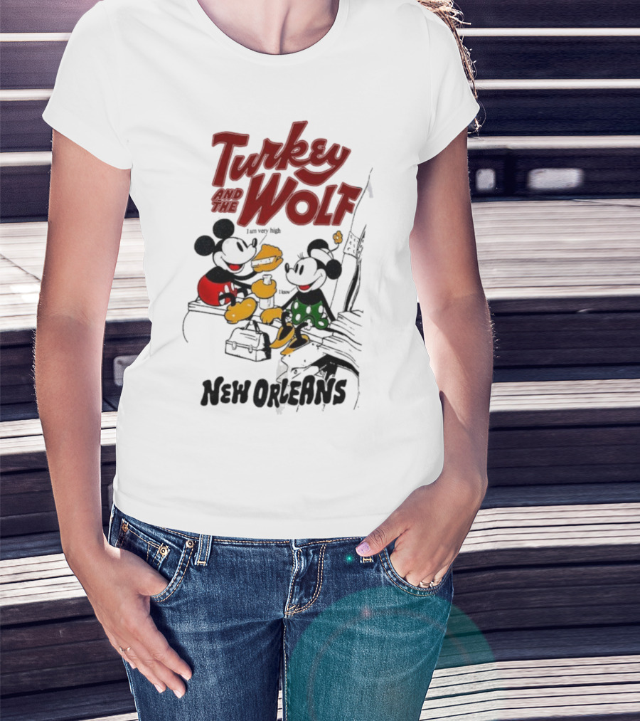 Turkey And The Wolf Mickey Mouse Minnie Mouse New Orleans Cheese T-Shirt